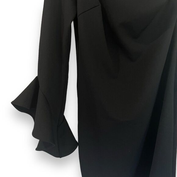 NEW Trina Turk Kadinsky One Shoulder Bell Sleeve Mini Dress in Black Size 6 $198 - Picture 4 of 10